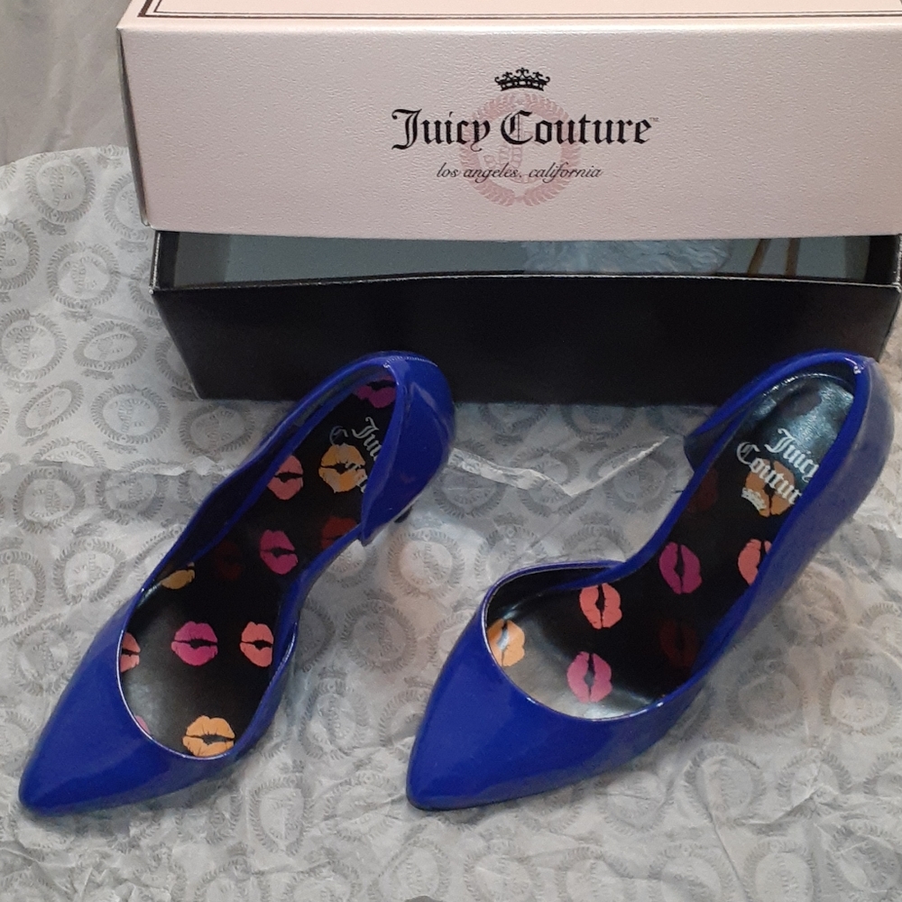 Juicy Couture Cobalt patent leather heels